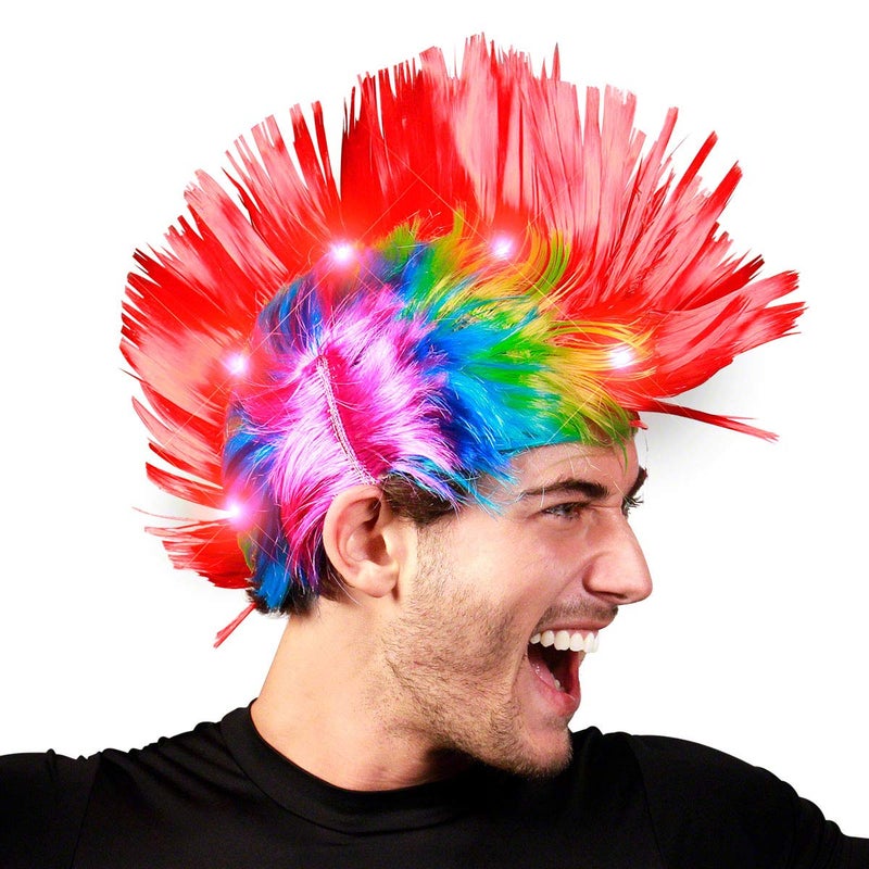FlashingBlinkyLights Punk Rock Mohawk Light Up Wig with Blinking Red LEDs - Image 2